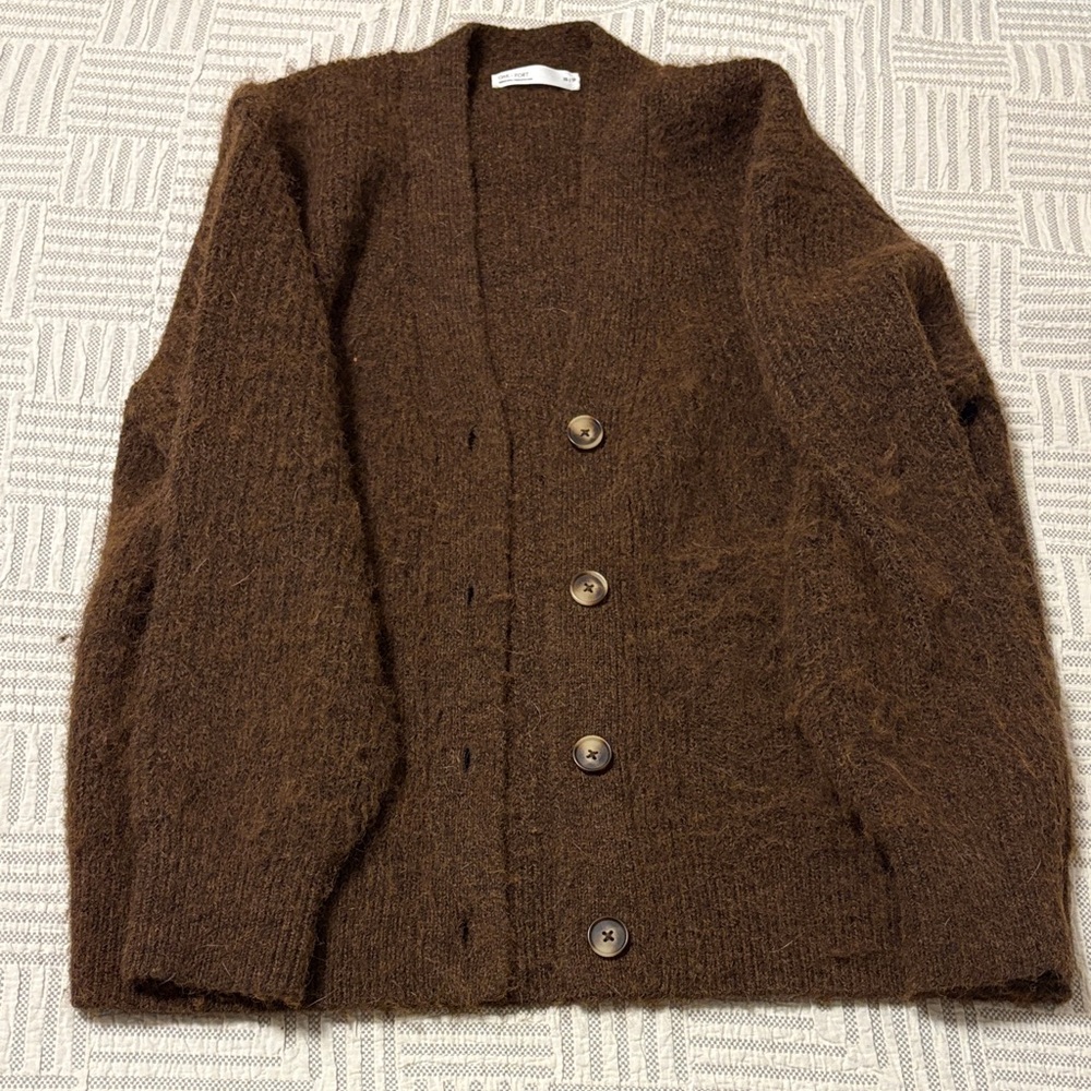 OAK + FORT Brown Chunky Cardigan Sweater